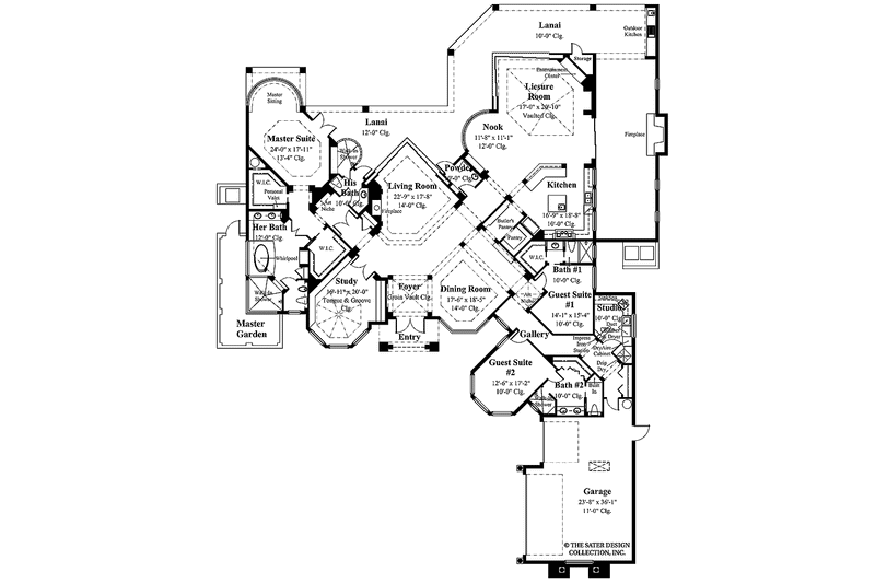 Home Plan - Floor Plan - Main Floor for Mediterranean House Plan #930-104 - 3 bed, 4.5 bath