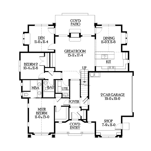 House Plan Design - Craftsman Floor Plan - Main Floor Plan #132-532