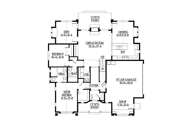 Dream House Plan - Floor Plan - Main Floor for Craftsman House Plan #132-532 - 2 bed, 2 bath