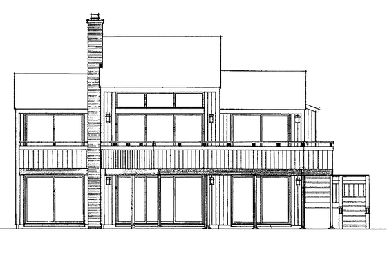 Exterior - Rear Elevation for Contemporary House Plan #72-634 - 3 bed, 2 bath