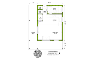 Floor Plan - Main Floor for Mediterranean House Plan #1106-38, 1 bath