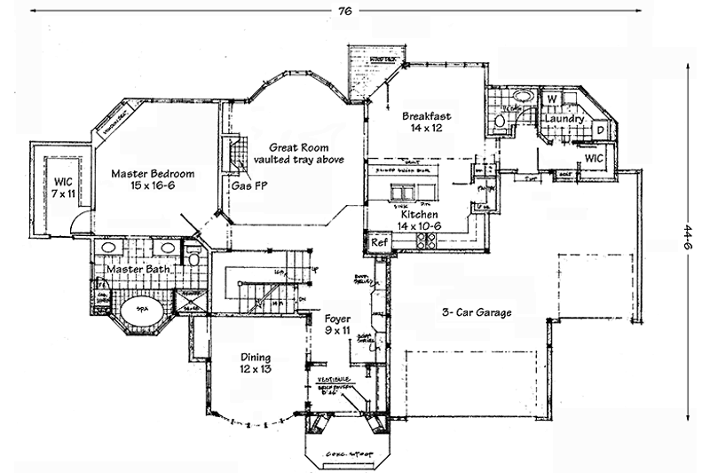 Home Plan - Floor Plan - Main Floor for European House Plan #320-1426 - 3 bed, 2.5 bath