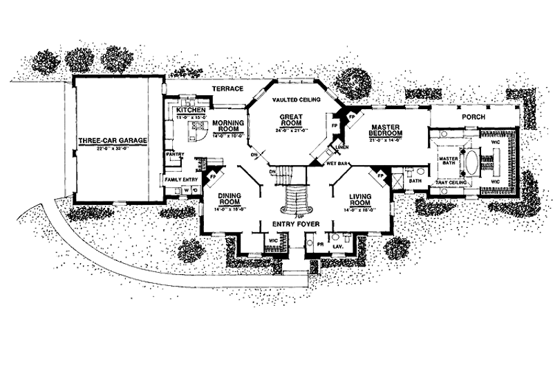 House Blueprint - Floor Plan - Main Floor for Colonial House Plan #1016-55 - 5 bed, 3.5 bath
