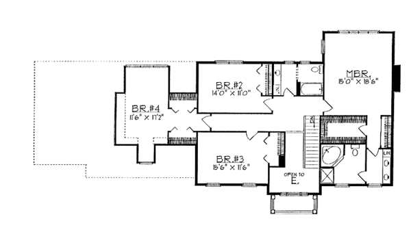 Home Plan - Classical Floor Plan - Upper Floor Plan #70-1313