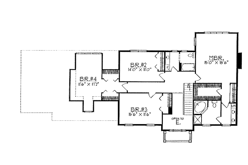 Home Plan - Floor Plan - Upper Floor for Classical House Plan #70-1313 - 4 bed, 2.5 bath
