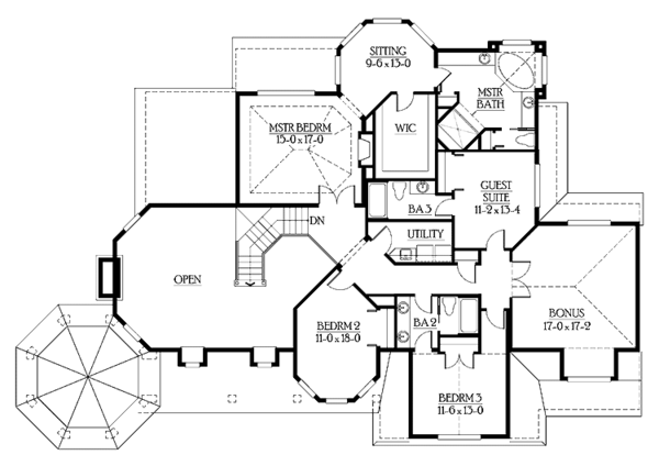 House Blueprint - Craftsman Floor Plan - Upper Floor Plan #132-238