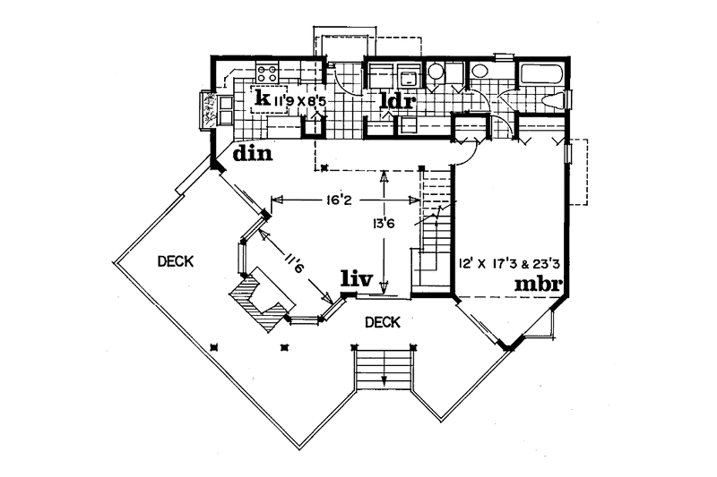 Home Plan - Floor Plan - Main Floor for Country House Plan #47-655 - 2 bed, 2 bath