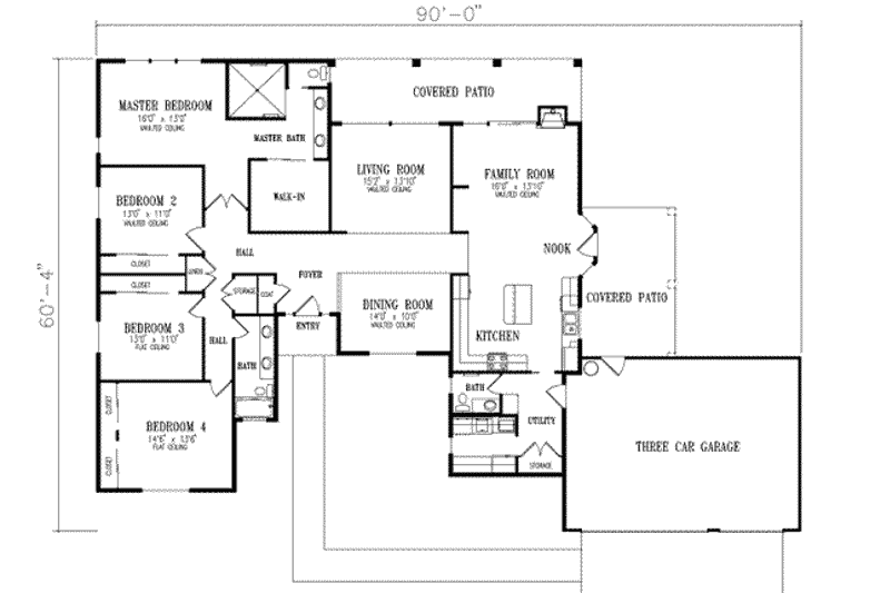 Dream House Plan - Floor Plan - Main Floor for Adobe / Southwestern House Plan #1-645 - 4 bed, 3 bath
