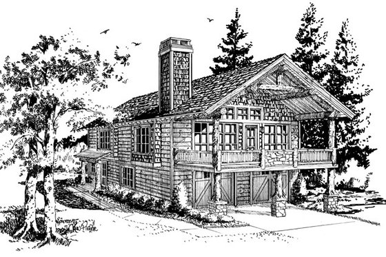 Exterior - Front Elevation 4 for Country House Plan #942-20 - 1 bed, 1 bath