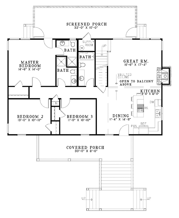 Country Floor Plan - Main Floor Plan #17-3280
