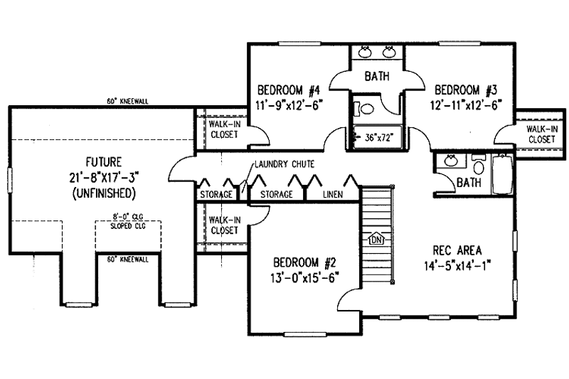 Home Plan - Floor Plan - Upper Floor for Country House Plan #11-257 - 4 bed, 3 bath