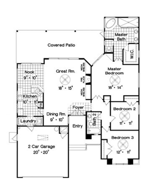 House Design - Ranch Floor Plan - Main Floor Plan #417-800