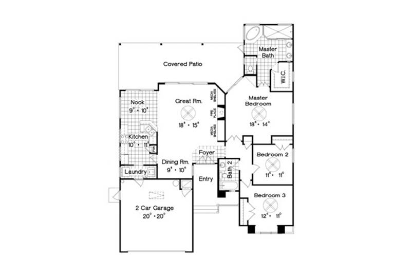 Home Plan - Floor Plan - Main Floor for Ranch House Plan #417-800 - 3 bed, 2 bath
