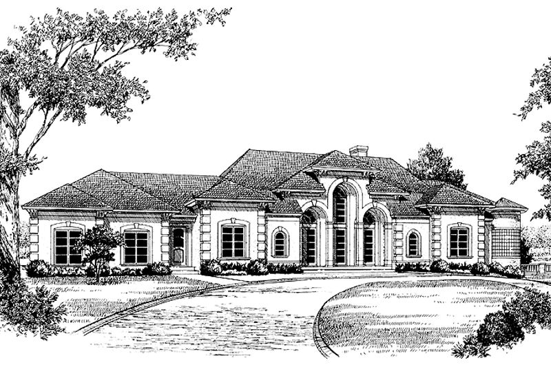 Architectural House Design - Exterior - Front Elevation 3 for Mediterranean House Plan #453-370 - 4 bed, 3.5 bath