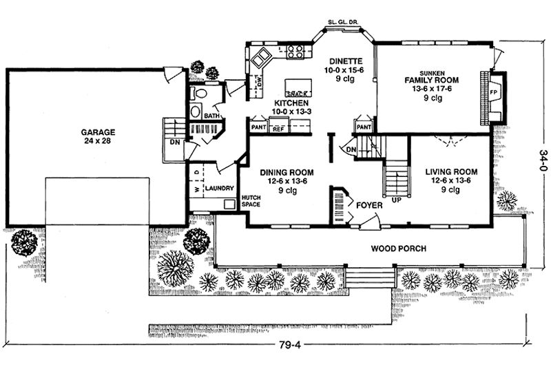 Dream House Plan - Floor Plan - Main Floor for Country House Plan #981-26 - 3 bed, 2.5 bath