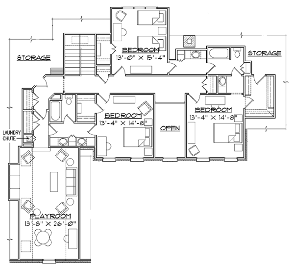 Home Plan - Traditional Floor Plan - Upper Floor Plan #1054-15