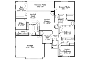 Floor Plan - Main Floor for Ranch House Plan #124-834 - 3 bed, 2.5 bath
