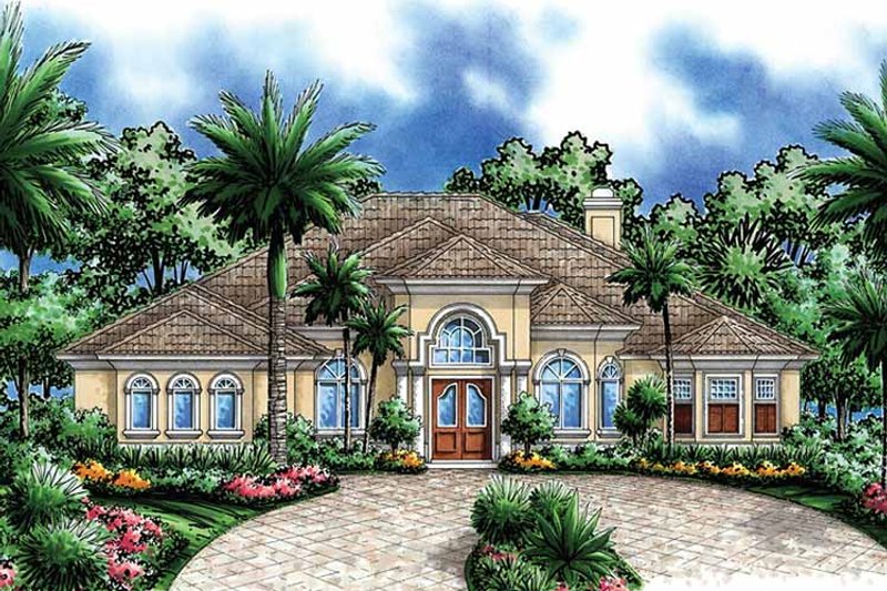 Home Plan - Exterior - Front Elevation 3 for Mediterranean House Plan #1017-51 - 4 bed, 3.5 bath