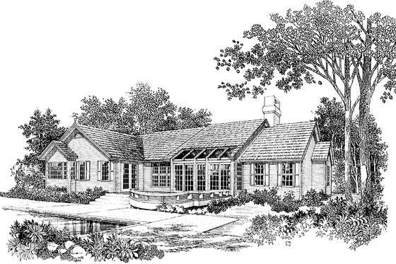 Exterior - Rear Elevation for Country House Plan #929-97 - 4 bed, 3 bath
