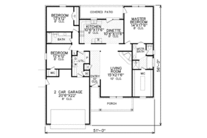 Floor Plan - Main Floor for Traditional House Plan #65-384 - 3 bed, 2 bath