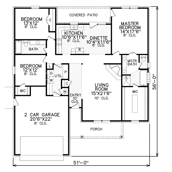 Traditional Style House Plan - 3 Beds 2 Baths 1840 Sq Ft Plan #65-384 