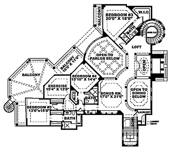 House Blueprint - Mediterranean Floor Plan - Upper Floor Plan #1017-14