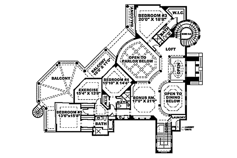 Home Plan - Floor Plan - Upper Floor for Mediterranean House Plan #1017-14 - 5 bed, 5.5 bath