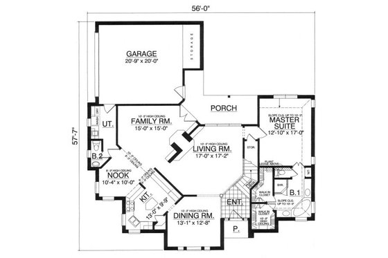 Floor Plan - Main Floor for European House Plan #40-387 - 3 bed, 2.5 bath