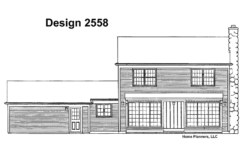 House Blueprint - Exterior - Rear Elevation for Colonial House Plan #72-652 - 3 bed, 2.5 bath