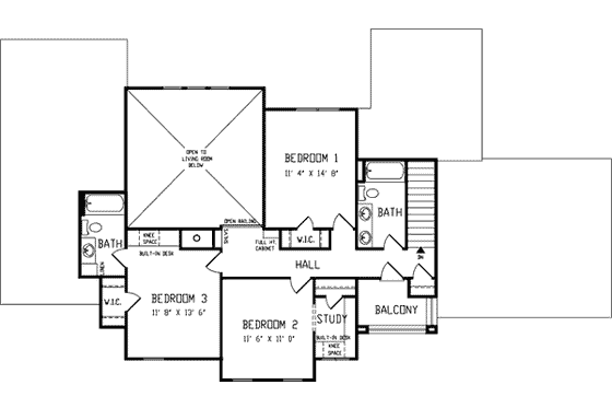 Floor Plan - Upper Floor for European House Plan #410-347 - 4 bed, 3.5 bath
