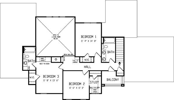 Architectural House Design - European Floor Plan - Upper Floor Plan #410-347