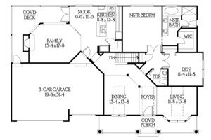 Floor Plan - Main Floor for Craftsman House Plan #132-343 - 3 bed, 2.5 bath