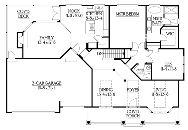 Craftsman Floor Plan - Main Floor Plan #132-343