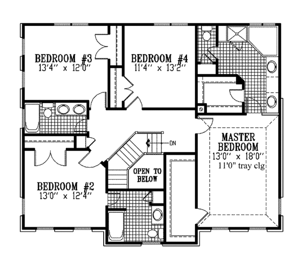 Home Plan - Colonial Floor Plan - Upper Floor Plan #953-36