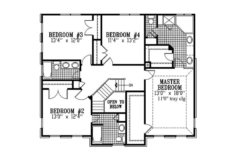 Home Plan - Floor Plan - Upper Floor for Colonial House Plan #953-36 - 4 bed, 3.5 bath