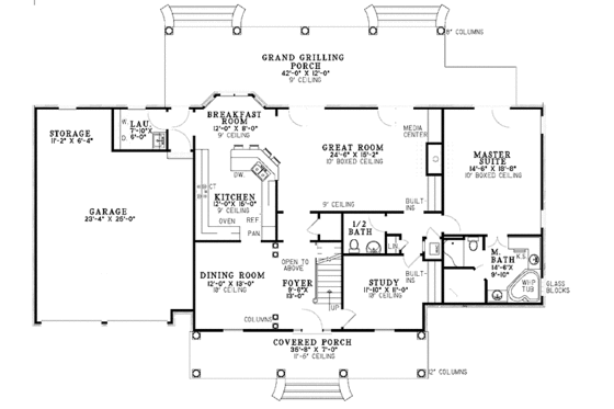 Floor Plan - Main Floor for Classical House Plan #17-3100 - 3 bed, 2.5 bath