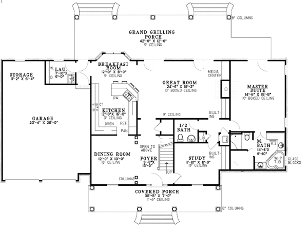 Architectural House Design - Classical Floor Plan - Main Floor Plan #17-3100