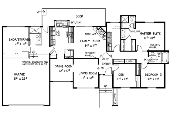 Floor Plan - Main Floor for Contemporary House Plan #60-713 - 3 bed, 2 bath
