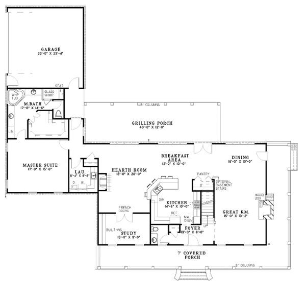 Dream House Plan - Country Floor Plan - Main Floor Plan #17-3104