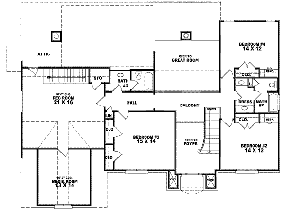 Traditional Floor Plan - Upper Floor Plan #81-565