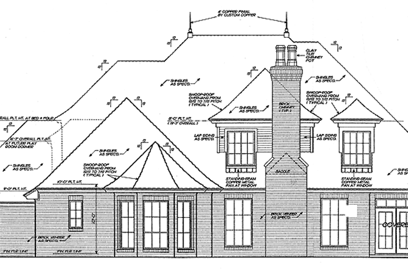 Dream House Plan - Exterior - Rear Elevation for European House Plan #310-1190 - 5 bed, 4.5 bath