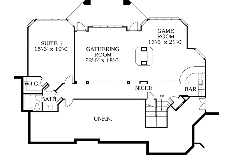 Home Plan - Floor Plan - Lower Floor for Prairie House Plan #453-184 - 5 bed, 4.5 bath