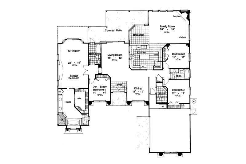 Home Plan - Floor Plan - Main Floor for Mediterranean House Plan #417-732 - 4 bed, 3 bath