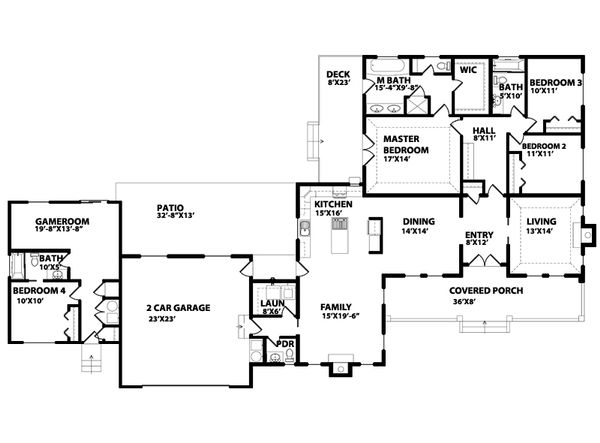 Ranch Floor Plan - Main Floor Plan #515-14