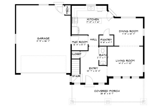 Floor Plan - Main Floor for Traditional House Plan #1060-138 - 4 bed, 2.5 bath