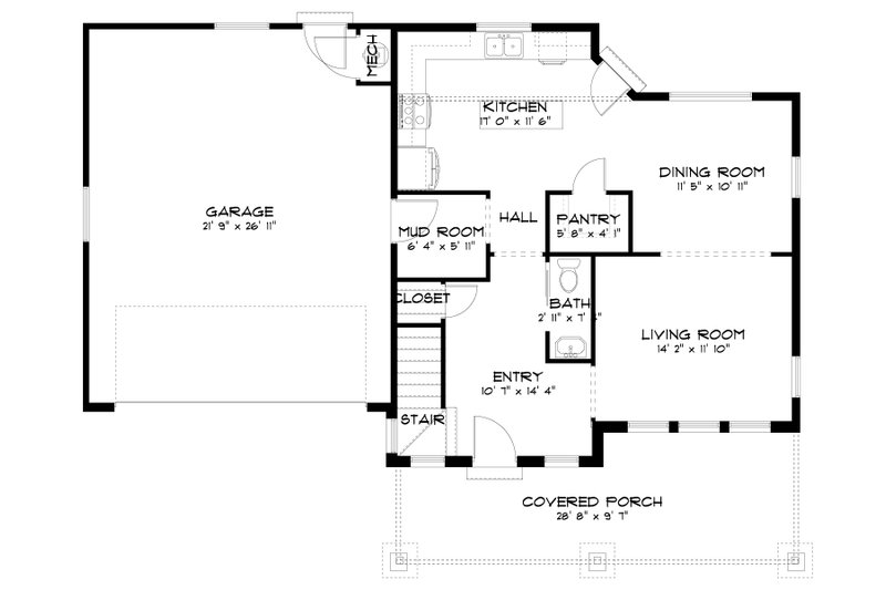 Architectural House Design - Floor Plan - Main Floor for Traditional House Plan #1060-138 - 4 bed, 2.5 bath