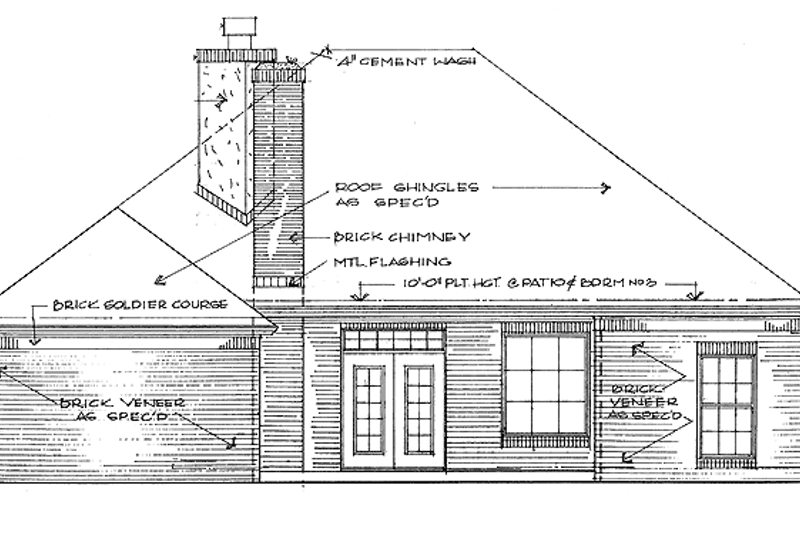 Home Plan - Exterior - Rear Elevation for European House Plan #310-1194 - 3 bed, 2.5 bath
