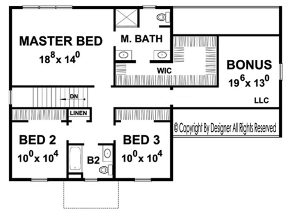 Home Plan - Colonial Floor Plan - Upper Floor Plan #20-2250
