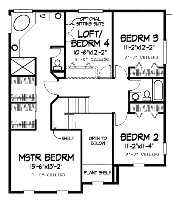 Architectural House Design - Colonial Floor Plan - Upper Floor Plan #320-913