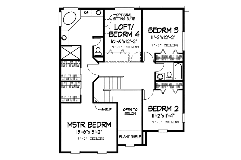 Home Plan - Floor Plan - Upper Floor for Colonial House Plan #320-913 - 3 bed, 2.5 bath